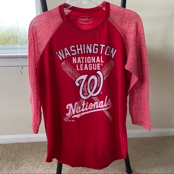 Majestic Threads Washington Nationals 3/4 Sleeve Baseball Tee - Picture 2 of 4